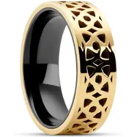 Lucleon Hyperan | 8 mm Goudkleurige Titanium Ring met Patroon
