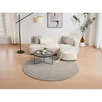 Vente-unique Rond tapijt met halfhoge pool - 200 x 200 cm - Taupe - VELINA