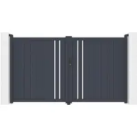 Vente-unique Halfopen elektrsiche draaipoort van aluminium B309 x H181 cm antraciet - TOROMA