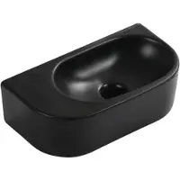 Qeramiq Pure Fontein - 40x22x12cm - Glad - halfrond - zonder kraangat - Keramiek - Zwart mat 8716LMB(NF)