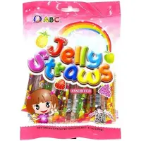ABC Taiwanese Fruit Jelly Sticks Assorti 260 g - Fruit Jelly Straws | 13 Jelly Staafjes, Aziatische Snoepjes | Leuk & Kleurrijk Candy Snack met Kajal Sticker