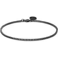 Lucleon Essentials | 2 mm Gunmetal Zwarte Armband met Vierkante Venetiaanse Schakels