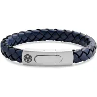 Lucleon Effen Blauwe Lederen Bolo Armband