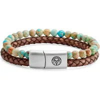 Lucleon Icon | Armband van Turquoise Keizer Jaspis en Vintage Leer