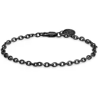 Lucleon Essentials | 4 mm Gunmetal Zwarte Armband met Kabelschakels
