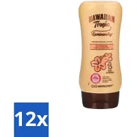 Hawaiian Tropic 12 x – Zonnebrand Lotion – Luminosity Medium SPF15 – 180 ml - Zonbescherming - Zonnebrandlotion - SPF15 - Huidverzorging - Uitdroging Voorkomen