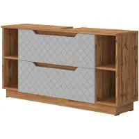 Vicco Lotta Wastafelonderkast – 119.2 x 62.5 cm met 2 laden Eiken/grijs met tegelstructuur
