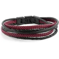 Lucleon Leren Roy Armband in Zwart & Rood