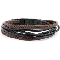 Lucleon Leren Roy Armband in Zwart & Bruin