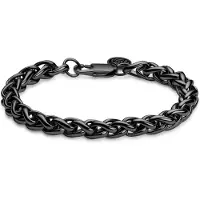 Lucleon Essentials | 8 mm Gunmetal Zwarte Armband met Vossenstaart Schakels