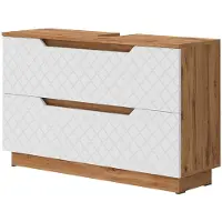 Vicco Lotta Wastafelonderkast – 99.4 x 62.5 cm met 2 laden Eiken/wit met tegelstructuur