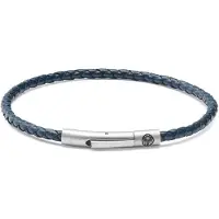 Lucleon Collins | 3 mm Marineblauwe Geweven Leren Armband