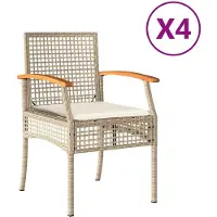 vidaXL Tuinstoelen 4 st met kussens poly rattan en acaciahout beige