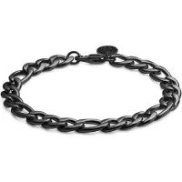 Lucleon Essentials | 10 mm Gunmetal Zwarte Armband met Figaro Schakels