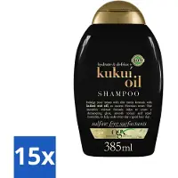OGX 15 x - Kukui Oil - Shampoo - Hydraterend - Anti-Pluis - 385 ml - Anti-frizz Shampoo - Kukui Oil Shampoo - Hydraterend Haar - Pluiscontrole - Haarhydratatie