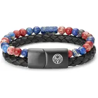 Lucleon Icon | Armband van Rode & Blauwe Jaspis & Leer