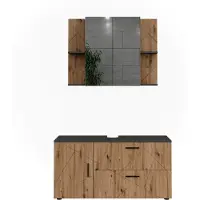 Vicco Badkamermeubelset Irma, Antraciet/Goudkleurig Eiken, 2 delen