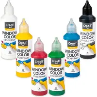 Havo Stickerverf - window color - maak verwijderbare creaties op gladde oppervlakten zoals ramen of spiegels - set 6 Kleuren – 6 x 80 ml flesjes – glutenvrij - gemaakt in Nederland
