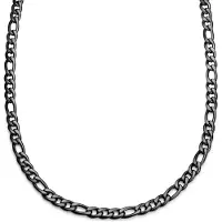 Lucleon Essentials | 10 mm Gunmetal Zwarte Ketting met Figaro Schakels