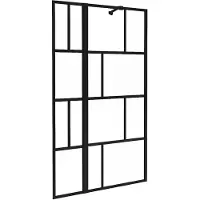 Vente-unique Matzwart badscherm in industriële stijl met beweegbaar deel - 120 x 140 cm - OBELINI