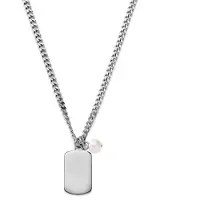 Lucleon Ocata | Ketting met Zilverkleurige Dog Tag en Parel