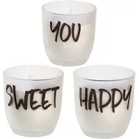 Spaas Kaarsen in Matglas 7,5 cm – Set van 3 – Sfeerkaarsen in Glas – Decoratieve Kaarsen – Cadeauset