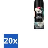 Axe 20 x – Deodorant Spray – Pure Coconut – 150 ml - Deodorant Spray - Kokosgeur - Frisheid - Transpiratiegeur - Mannelijke Deodorant