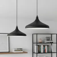 Bamyum Champion hanglamp, industriële Modern stijl, Ø35 cm, zwart metalen lamp