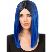 Chaks Rechte pruik halflang blauw