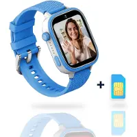 AngelTech Ultra GPS Horloge Kind Met Simkaart 4G – SOS knop – Smartwatch Kinderen – Whatsapp - HD Camera en Videobellen – Smartwatch Kind – GPS Tracker Kind – Smartwatch Kids - Elke polsmaat - Blauw