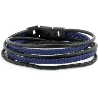 Lucleon Lederen Roy Armband in Zwart & Blauw