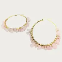 Yehwang Pink Crystal - Natuursteen - Oorbellen - Stainless Steel