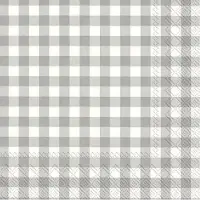 IHR Servetten Vichy Karo - 60x stuks - 3-laags - - grijs/wit geblokt - 33 x 33 cm - Lente/pasen