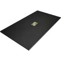 Mexen Hugo rechthoekige douchebak SMC 150 x 100 , zwart, gouden afdekking - 42701015-G