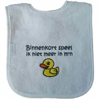 Funnies Witte slab met "Binnenkort speel ik niet meer in mijn eendje"