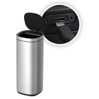 FlinQ Velo Prullenbak - Oplaadbare Vuilnisbak met Softclose deksel en LED-statusverlichting - Afvalbak - RVS Afvalemmer - 50 Liter