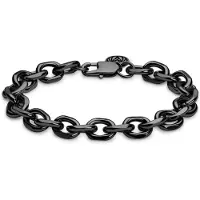 Lucleon Essentials | 10 mm Gunmetal Zwarte Armband met Kabelschakels