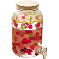 Secret De Gourmet Drankdispenser met kraantje - 4 liter - transparant glas - limonadetap - waterdispenser