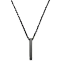 Lucleon Matte zwarte roestvrijstalen ketting met staafvormige hanger