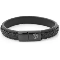 Lucleon Zwarte Leren Retro Armband