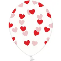 Party Deco Partydeco - Ballonnen clear hartjes rood 6 stuks