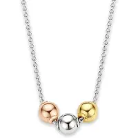 Ti sento 3831TS - Zilveren dames ketting - Statement ketting 42 cm - Blauw