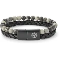 Lucleon Icon | Armband van Grijze Jaspis-steen & Leer