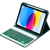 Mobigear Tablethoes geschikt voor Apple iPad 11 (2025) Hoes | Keys QWERTY Bluetooth Toetsenbord Bookcase + Stylus Houder - Groen