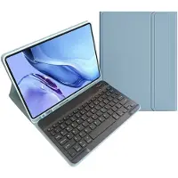 Mobigear Tablethoes geschikt voor Apple iPad Air 11 Inch (2025) Hoes | Keys QWERTY Bluetooth Toetsenbord Bookcase + Stylus Houder - Blauw