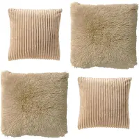 Dutch decor - KUSSENSET - 4-delig - Cosy Layers - 60x60 cm, 45x45 cm - inclusief binnenkussens - beige - Met Ritssluiting – Decoratie set sierussens - Comfortabele kussentjes voor op de Bank