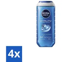Nivea Men – Douchegel – Vitality 3-in-1 – 250 ml - Voordeelverpakking - 4 stuks