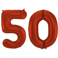 Folat Verjaardag Leeftijd folieballon - 50 jaar - rood - 86 cm - cijferballon groot - Abraham / Sarah