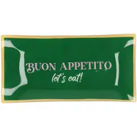 DK Design Daan Kromhout - Glas - Bord - Glazen Bordje - Buon Appetito (let’s eat!) - Groen - 20 x 10 cm