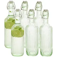 Secret De Gourmet Beugelfles / Weckfles - 6x - groen glas - luchtdicht - 1 liter - waterfles - 8 x 31 cm